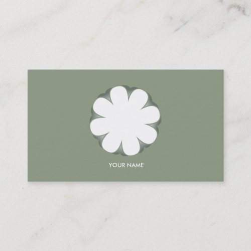 WHITE FLOWER BUSINESS CARD MOSSGREEN