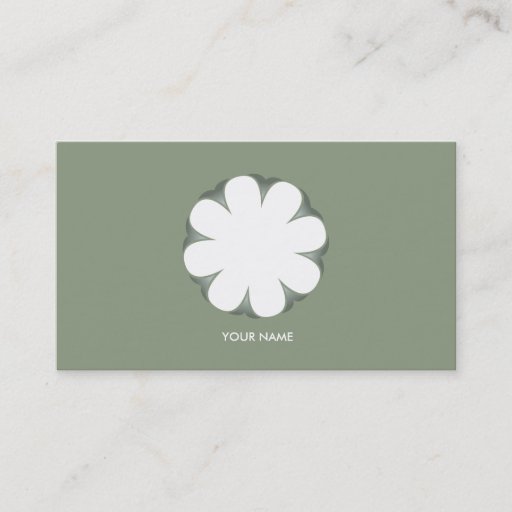 Customizable WHITE FLOWER BUSINESS CARD MOSSGREEN