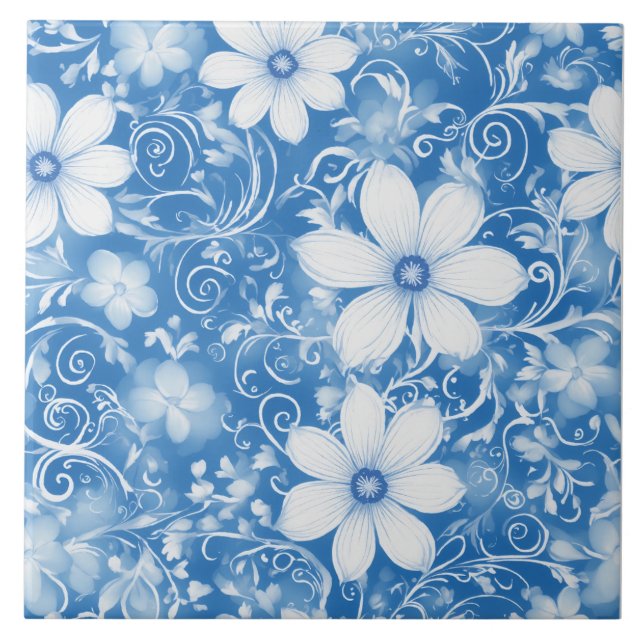 White Flower Ceramic Tile (Front)