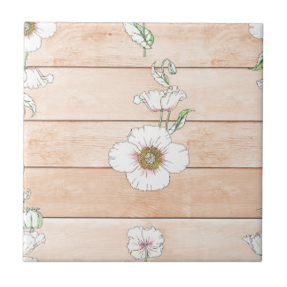 White Flower Ceramic Tile