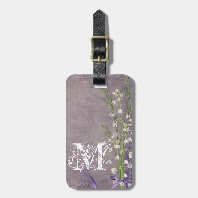 White Flower Country Lace Monogram Luggage Tag (Front Vertical)