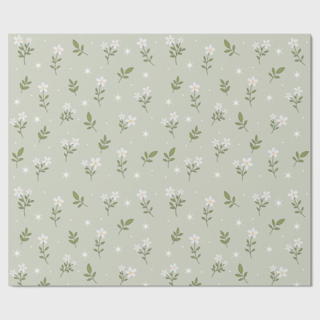 White Flower Cute Seamless Pattern Wrapping Paper (Seam)