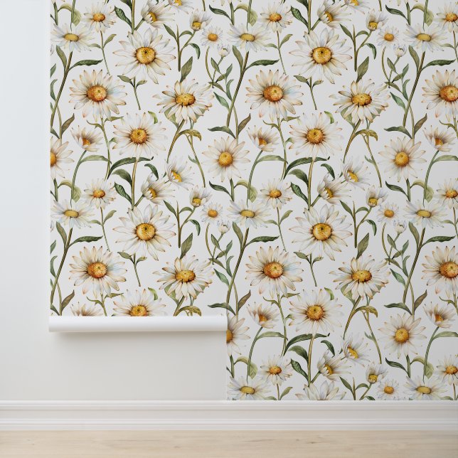 White Flower Daisy Floral Wallpaper (Application)