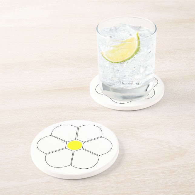 White Flower Design Coaster (Side)