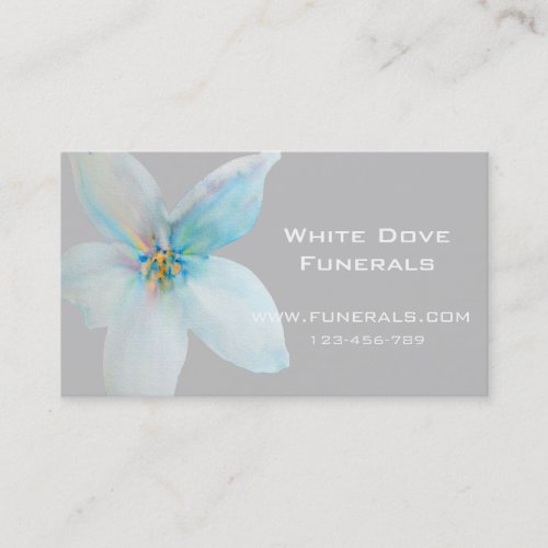 White flower design funeral services business business card