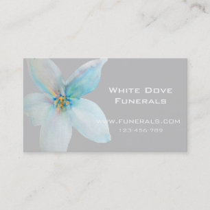White flower design funeral services business card
