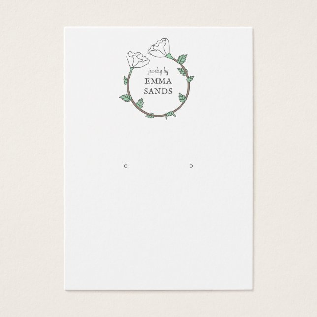 White Flower Earring Jewelry Display Card (Front)