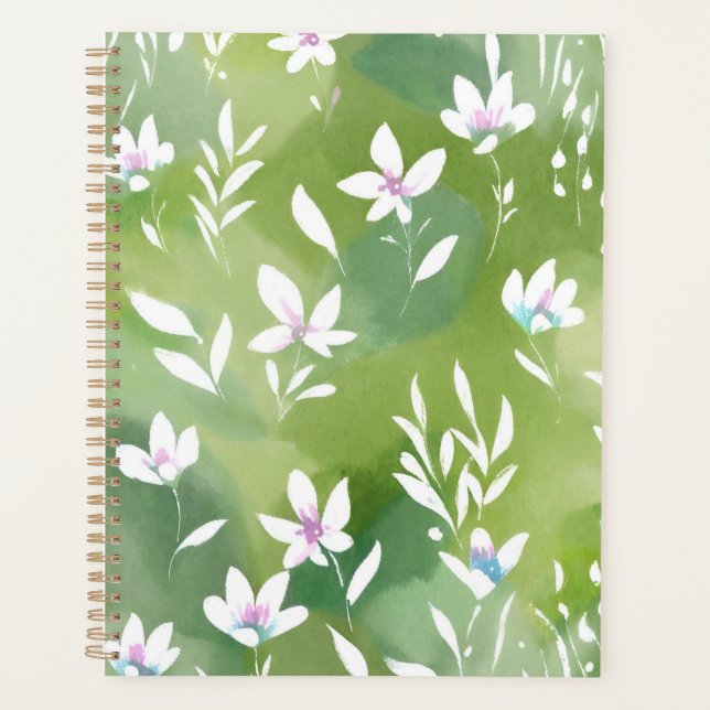 White Flower Fields | Elegant Spring Floral  Planner (Front)
