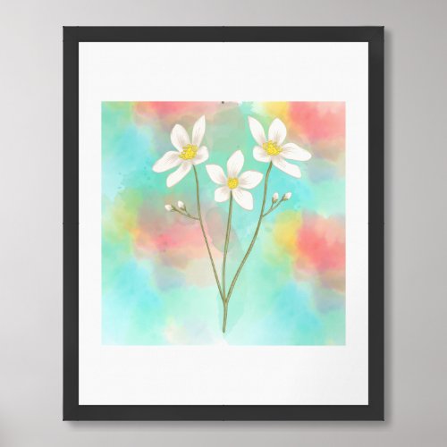 white flower framed art