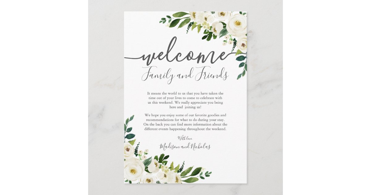 Wildflowers Wedding Welcome bag letter Flyer