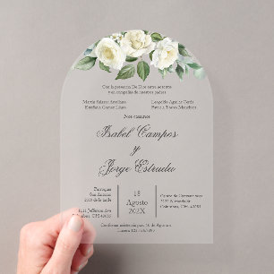 White flower Greenery Wedding Invitation