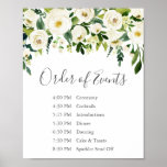 White Flower Greenery Wedding Order of Events Sign<br><div class="desc">Use our white flower and greenery wedding order of events sign to let your guests know your schedule. The wording is customizable. Use Zazzle's "Personalize this template" tool to enter your own information. If you need to change the placement of the text boxes, font color or size just click on...</div>