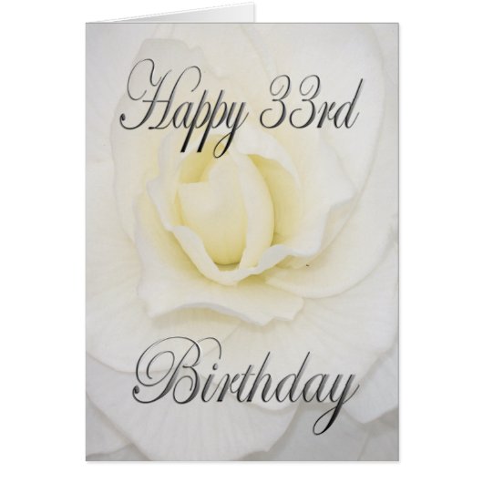 White Flower Happy 33rd Birthday Cards (Front)
