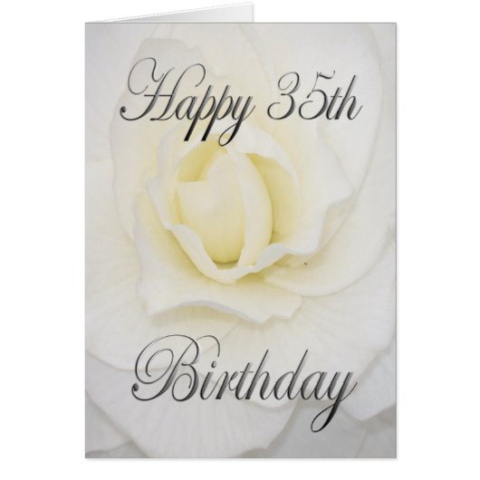 White Flower Happy 35th Birthday Cards (Front)