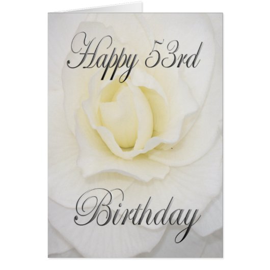 White Flower Happy 53rd Birthday Cards (Front)