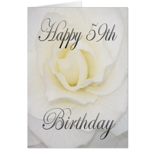 White Flower Happy 59th Birthday Cards (Front)