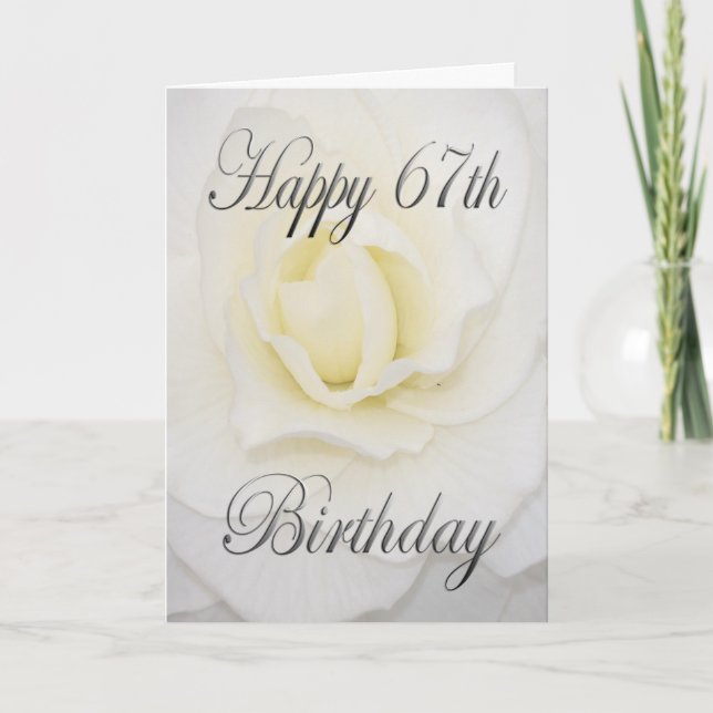 White Flower Happy 67th Birthday Card (Front)