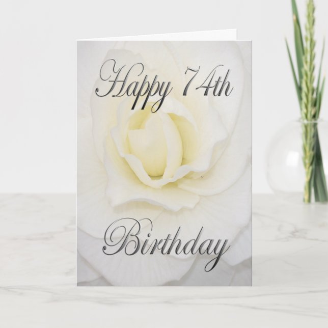 White Flower Happy 74th Birthday Card (Front)