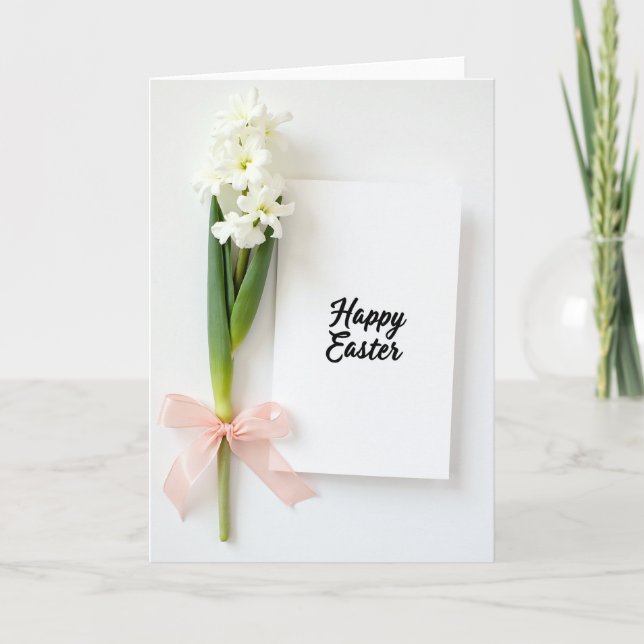 White Flower Happy Easter Card (Front)