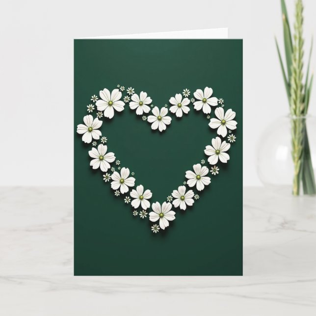 White Flower Heart Pattern Card (Front)