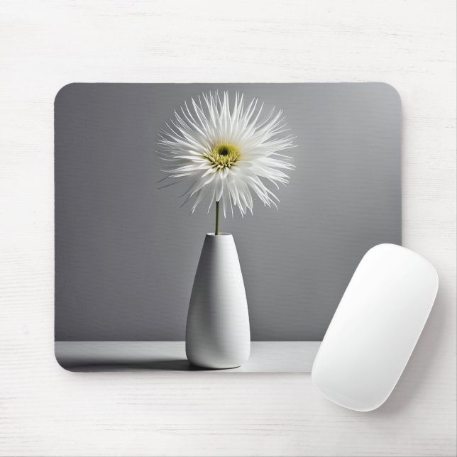 White Flower In Vase Simplicity Mouse Pad (With Mouse)