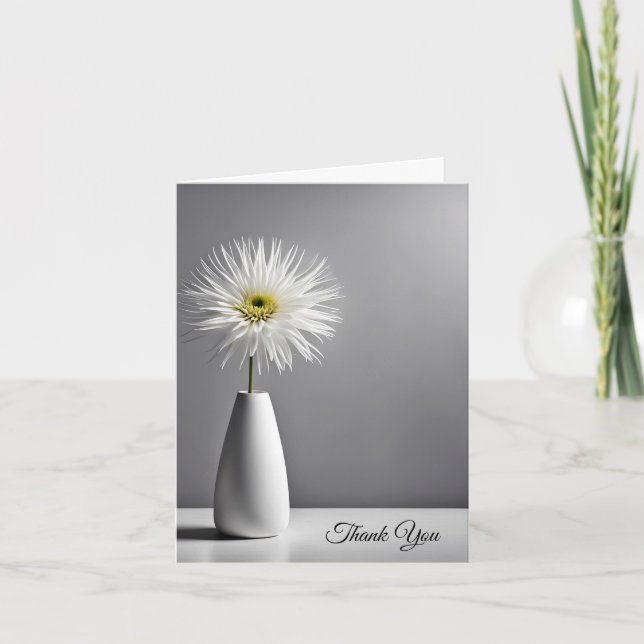 White Flower In Vase Sympathy Thank You (Front)