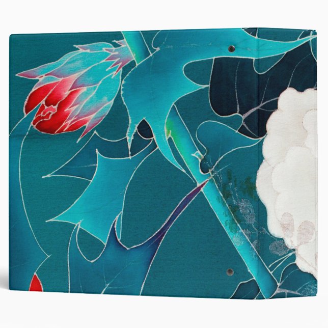 White Flower, Japanese Design 3 Ring Binder (Back/Spine)