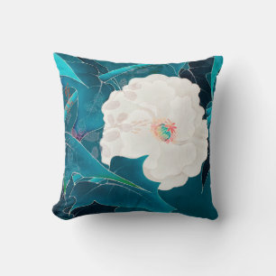 White Flower, Japanese Design Throw Pillow