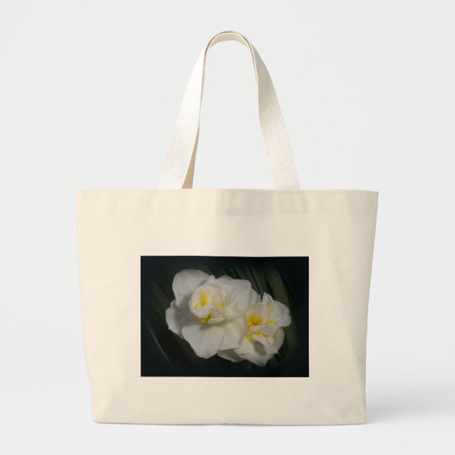 White Flower Large Tote Bag (Front)