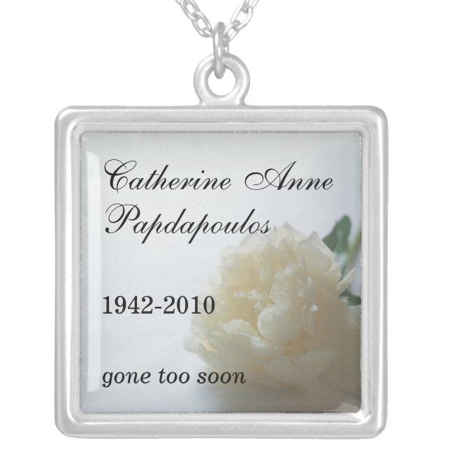 White Flower Memorial Necklace (Front)