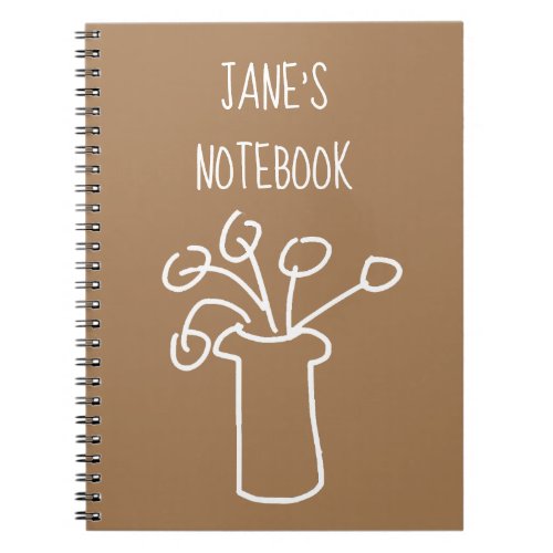 White flower modern simple outline art notebook