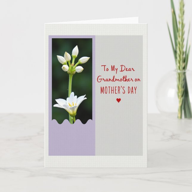 White Flower Mothers Day Grandma Card (Front)