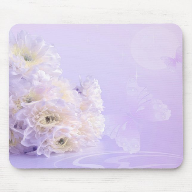 White Flower Mouse Pad (Front)