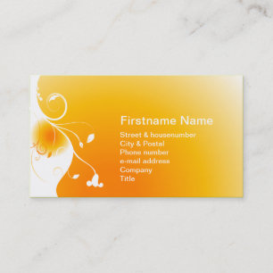 White flower on a orange sunny sunset sunrise business card