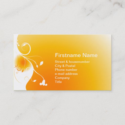 Customizable White flower on a orange sunny sunset sunrise business card