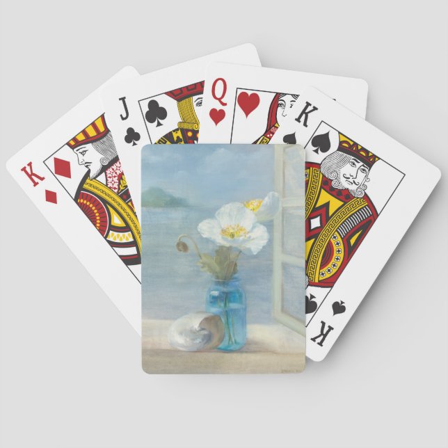 White Flower Overlooking the Sea Poker Cards (Back)