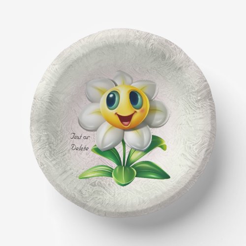 White Flower Paper Bowl