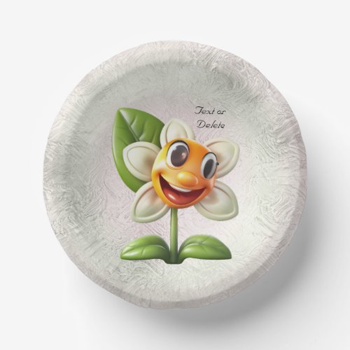 White Flower Paper Bowl