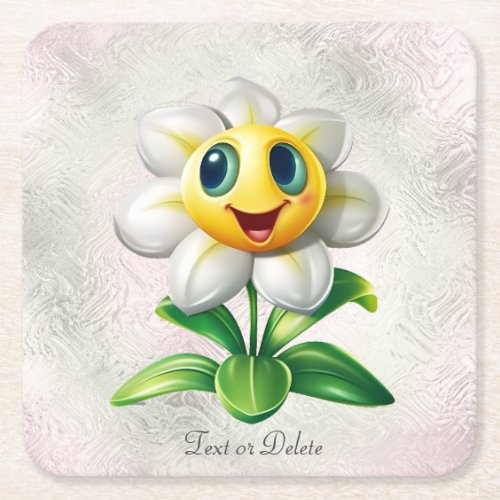 White Flower Paper Coaster