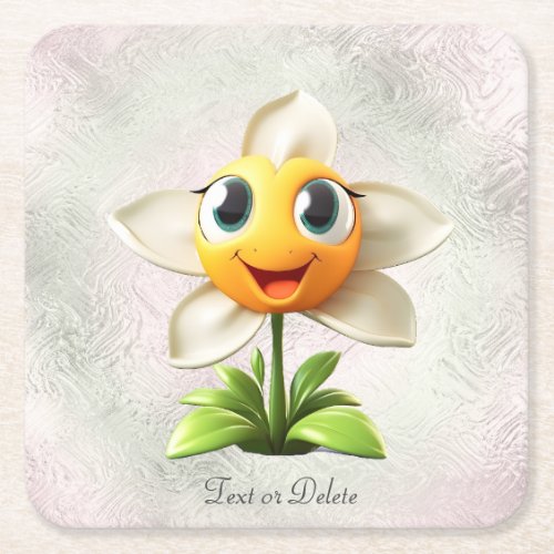 White Flower Paper Coaster