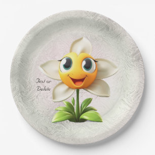 White Flower Paper Plate