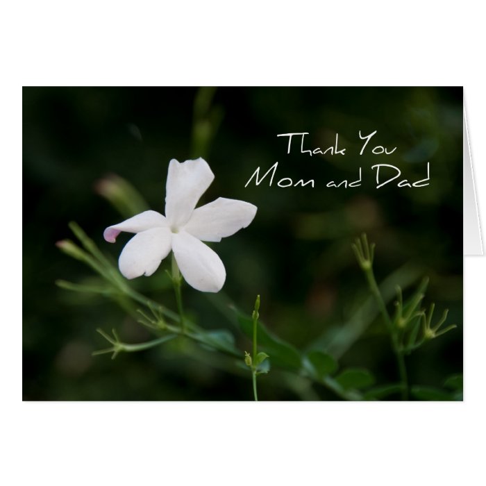 White Flower Parents  Wedding Day Thank You Card