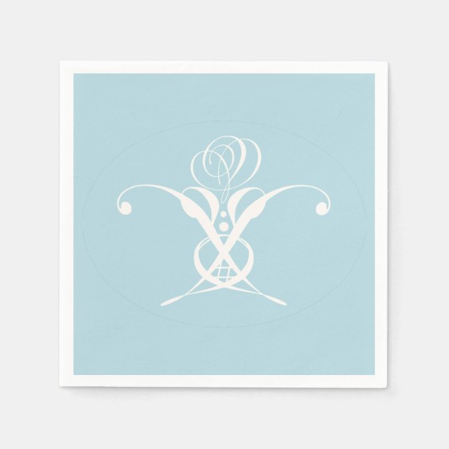 White Flower Pastel Blue Easter Napkins (Front)