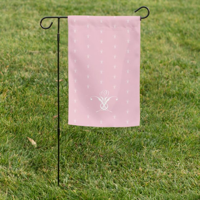 White Flower Pastel Pink Easter Garden Flag (In SItu)