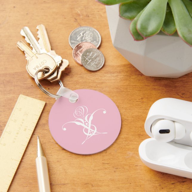 White Flower Pastel Pink Easter Keychain (Desk)