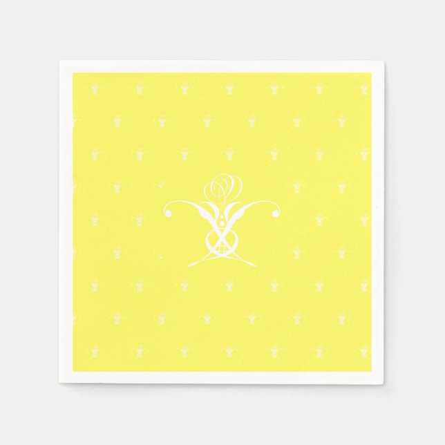 White Flower Pastel Yellow Easter Napkins (Front)