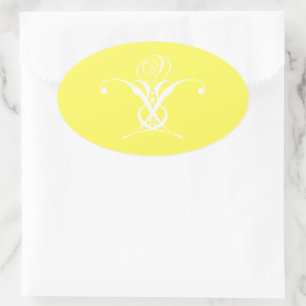 White Flower Pastel Yellow Easter Oval Sticker