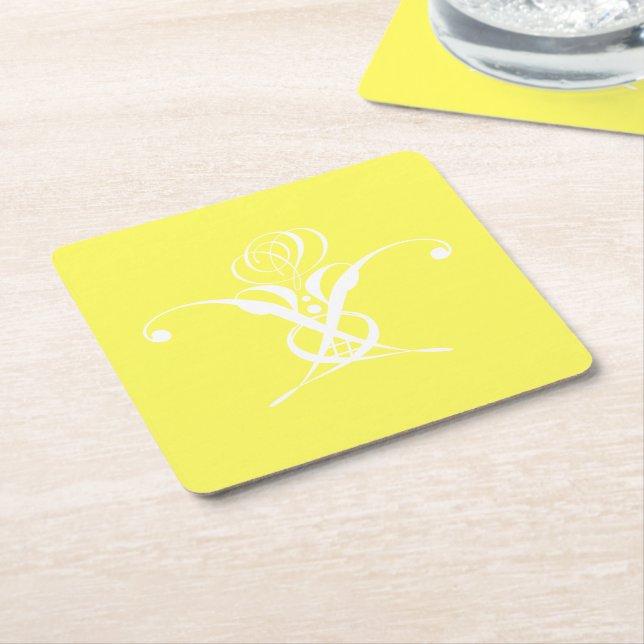 White Flower Pastel Yellow Easter Square Paper Coaster (Angled)