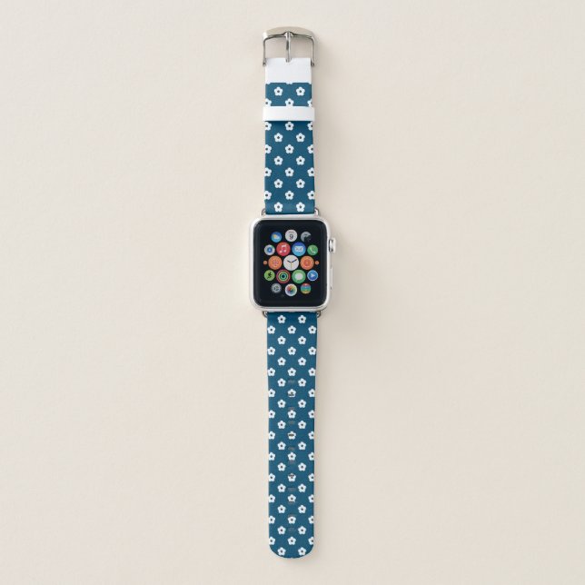 White Flower Pattern Apple Watch Band (Front)
