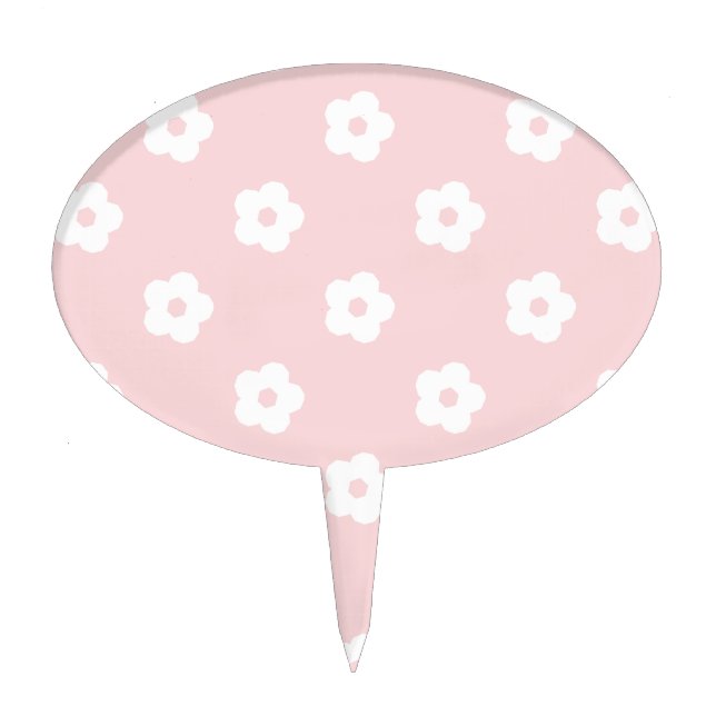 White Flower Pattern Cake Topper (Front)
